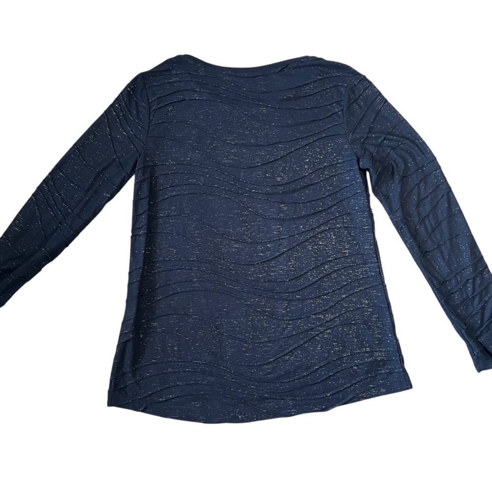 Simply Vera by Vera Wang Textured Navy Blue & Silver Women's Business Casual Med - Picture 3 of 7